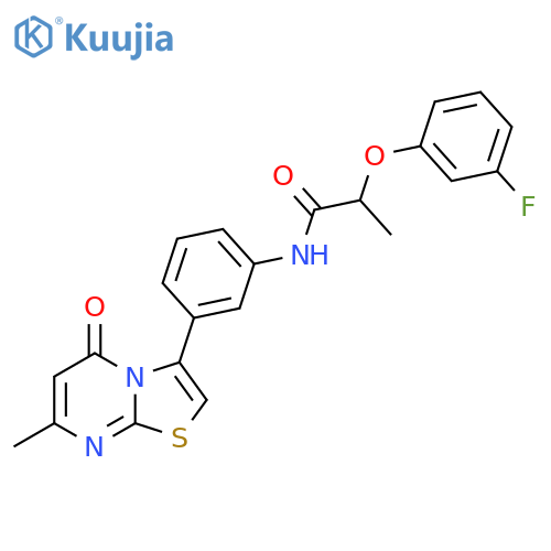 2-(3-fluorophenoxy)-N-(3-{7-methyl-5-oxo-5H-[1,3]thiazolo[3,2-a]pyrimidin-3-yl}phenyl)propanamide structure