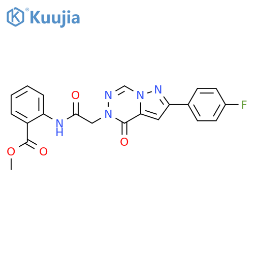 methyl 2-{2-[2-(4-fluorophenyl)-4-oxo-4H,5H-pyrazolo[1,5-d][1,2,4]triazin-5-yl]acetamido}benzoate structure