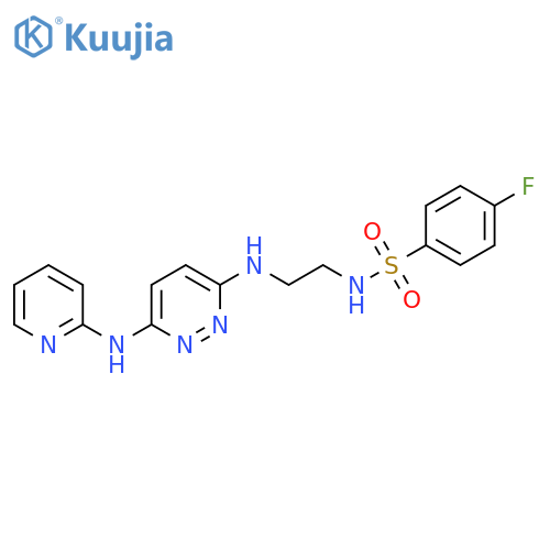 4-fluoro-N-[2-({6-[(pyridin-2-yl)amino]pyridazin-3-yl}amino)ethyl]benzene-1-sulfonamide structure