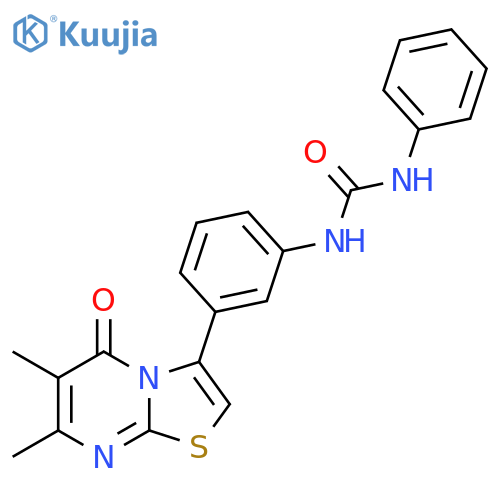 3-(3-{6,7-dimethyl-5-oxo-5H-[1,3]thiazolo[3,2-a]pyrimidin-3-yl}phenyl)-1-phenylurea structure