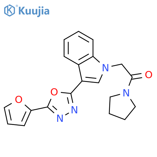 2-{3-[5-(furan-2-yl)-1,3,4-oxadiazol-2-yl]-1H-indol-1-yl}-1-(pyrrolidin-1-yl)ethan-1-one structure