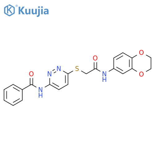 N-[6-({[(2,3-dihydro-1,4-benzodioxin-6-yl)carbamoyl]methyl}sulfanyl)pyridazin-3-yl]benzamide structure
