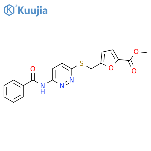 methyl 5-{[(6-benzamidopyridazin-3-yl)sulfanyl]methyl}furan-2-carboxylate structure