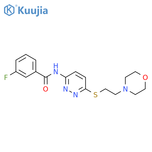 3-fluoro-N-(6-{[2-(morpholin-4-yl)ethyl]sulfanyl}pyridazin-3-yl)benzamide structure