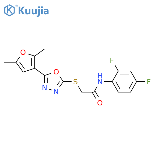 N-(2,4-difluorophenyl)-2-{[5-(2,5-dimethylfuran-3-yl)-1,3,4-oxadiazol-2-yl]sulfanyl}acetamide structure