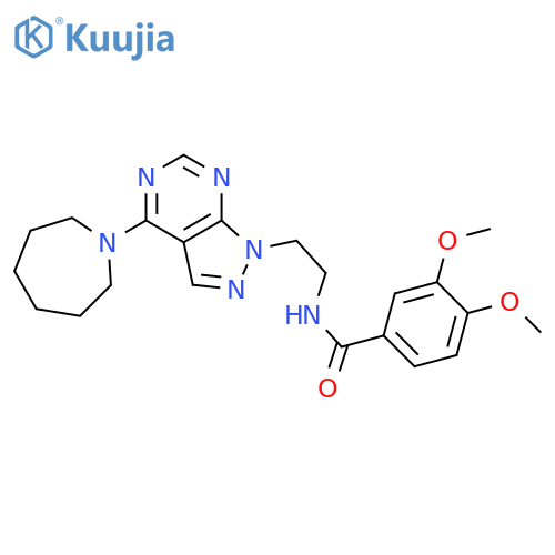 N-{2-[4-(azepan-1-yl)-1H-pyrazolo[3,4-d]pyrimidin-1-yl]ethyl}-3,4-dimethoxybenzamide structure