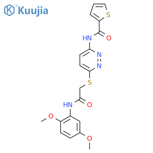 N-[6-({[(2,5-dimethoxyphenyl)carbamoyl]methyl}sulfanyl)pyridazin-3-yl]thiophene-2-carboxamide structure