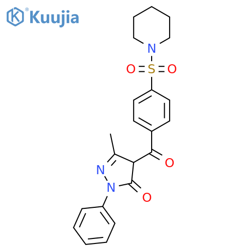 3-methyl-1-phenyl-4-[4-(piperidine-1-sulfonyl)benzoyl]-4,5-dihydro-1H-pyrazol-5-one structure