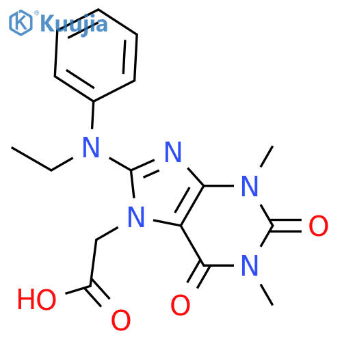 2-{8-[ethyl(phenyl)amino]-1,3-dimethyl-2,6-dioxo-2,3,6,7-tetrahydro-1H-purin-7-yl}acetic acid structure
