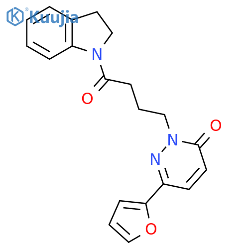 2-[4-(2,3-dihydro-1H-indol-1-yl)-4-oxobutyl]-6-(furan-2-yl)-2,3-dihydropyridazin-3-one structure