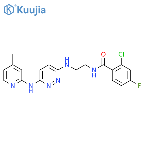 2-chloro-4-fluoro-N-[2-({6-[(4-methylpyridin-2-yl)amino]pyridazin-3-yl}amino)ethyl]benzamide structure