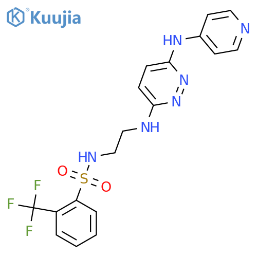 N-[2-({6-[(pyridin-4-yl)amino]pyridazin-3-yl}amino)ethyl]-2-(trifluoromethyl)benzene-1-sulfonamide structure