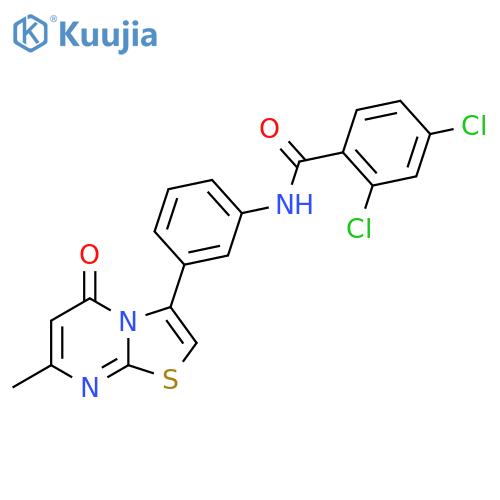 2,4-dichloro-N-(3-{7-methyl-5-oxo-5H-[1,3]thiazolo[3,2-a]pyrimidin-3-yl}phenyl)benzamide structure