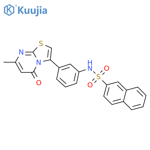 N-(3-{7-methyl-5-oxo-5H-[1,3]thiazolo[3,2-a]pyrimidin-3-yl}phenyl)naphthalene-2-sulfonamide structure