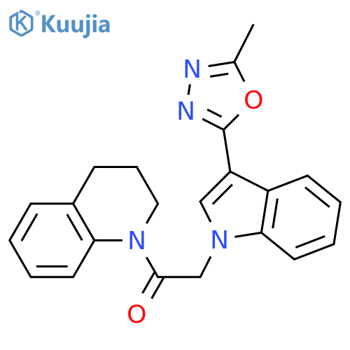 2-[3-(5-methyl-1,3,4-oxadiazol-2-yl)-1H-indol-1-yl]-1-(1,2,3,4-tetrahydroquinolin-1-yl)ethan-1-one structure
