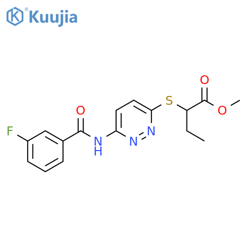 methyl 2-{[6-(3-fluorobenzamido)pyridazin-3-yl]sulfanyl}butanoate structure