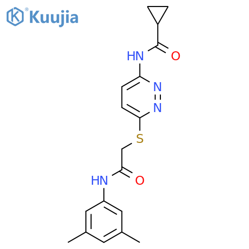N-[6-({[(3,5-dimethylphenyl)carbamoyl]methyl}sulfanyl)pyridazin-3-yl]cyclopropanecarboxamide structure