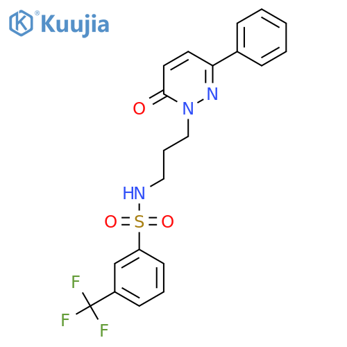 N-[3-(6-oxo-3-phenyl-1,6-dihydropyridazin-1-yl)propyl]-3-(trifluoromethyl)benzene-1-sulfonamide structure