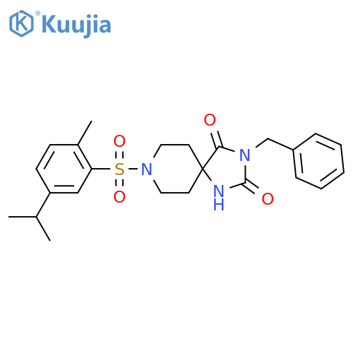 3-benzyl-8-[2-methyl-5-(propan-2-yl)benzenesulfonyl]-1,3,8-triazaspiro[4.5]decane-2,4-dione structure