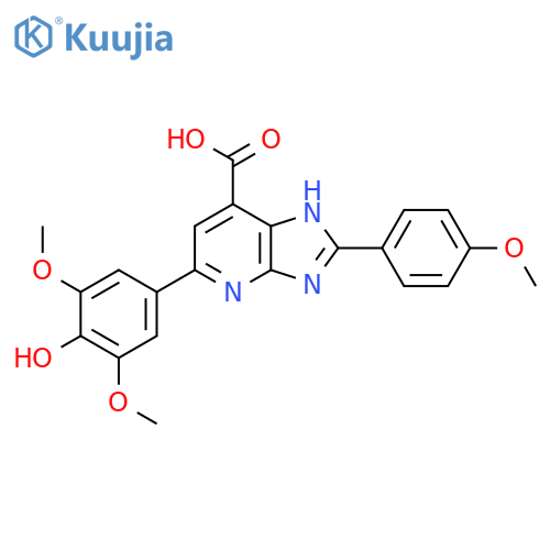 5-(4-hydroxy-3,5-dimethoxyphenyl)-2-(4-methoxyphenyl)-3H-imidazo[4,5-b]pyridine-7-carboxylic acid structure