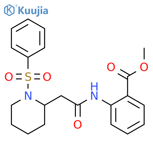 methyl 2-{2-[1-(benzenesulfonyl)piperidin-2-yl]acetamido}benzoate structure