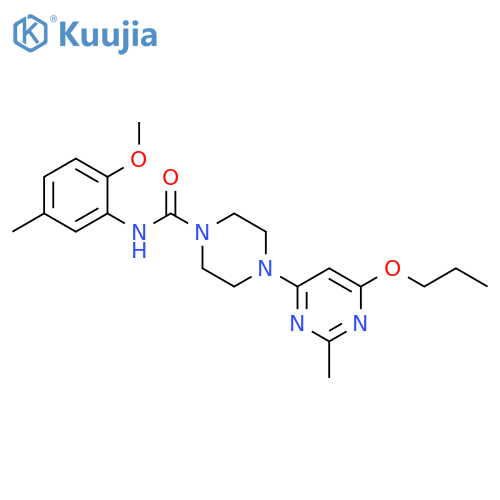 N-(2-methoxy-5-methylphenyl)-4-(2-methyl-6-propoxypyrimidin-4-yl)piperazine-1-carboxamide structure