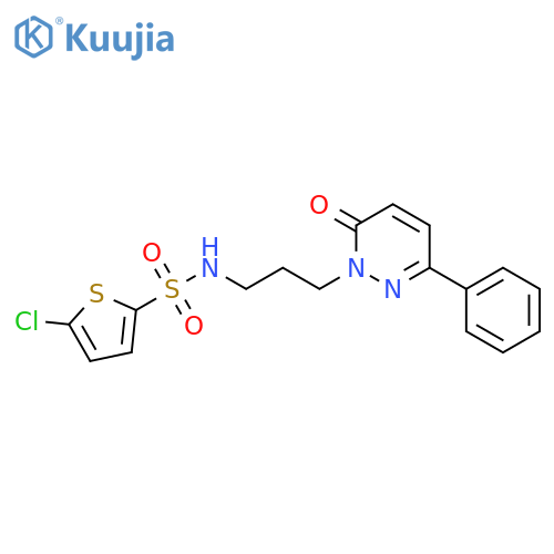 5-chloro-N-[3-(6-oxo-3-phenyl-1,6-dihydropyridazin-1-yl)propyl]thiophene-2-sulfonamide structure