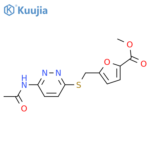 methyl 5-{[(6-acetamidopyridazin-3-yl)sulfanyl]methyl}furan-2-carboxylate structure