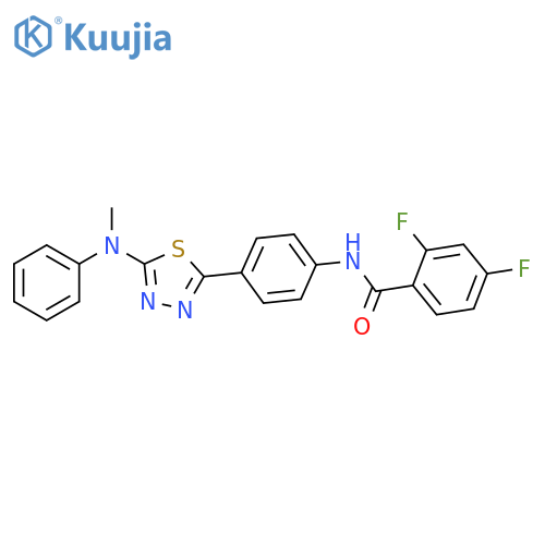 2,4-difluoro-N-(4-{5-[methyl(phenyl)amino]-1,3,4-thiadiazol-2-yl}phenyl)benzamide structure