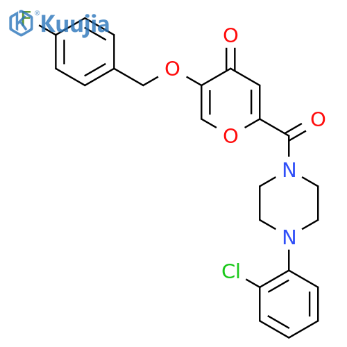 2-[4-(2-chlorophenyl)piperazine-1-carbonyl]-5-[(4-fluorophenyl)methoxy]-4H-pyran-4-one structure