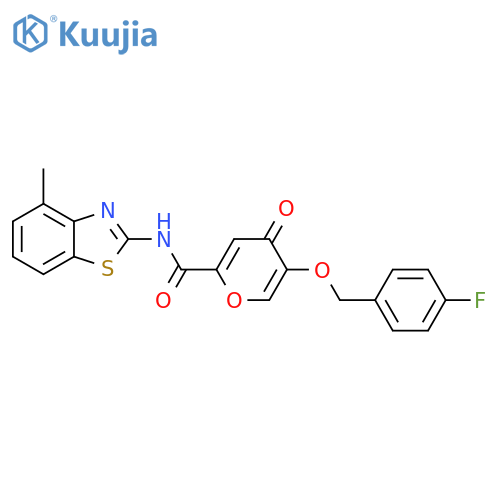 5-[(4-fluorophenyl)methoxy]-N-(4-methyl-1,3-benzothiazol-2-yl)-4-oxo-4H-pyran-2-carboxamide structure