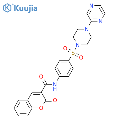 2-oxo-N-(4-{[4-(pyrazin-2-yl)piperazin-1-yl]sulfonyl}phenyl)-2H-chromene-3-carboxamide structure