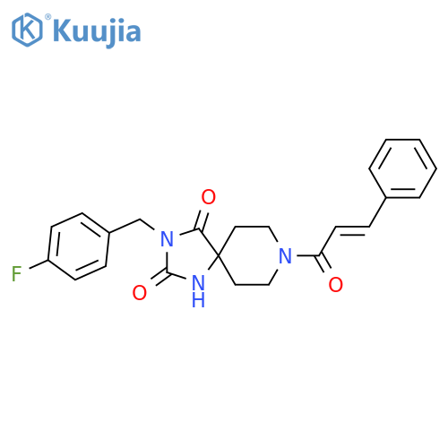 3-[(4-fluorophenyl)methyl]-8-[(2E)-3-phenylprop-2-enoyl]-1,3,8-triazaspiro[4.5]decane-2,4-dione structure