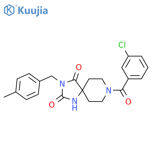 8-(3-chlorobenzoyl)-3-[(4-methylphenyl)methyl]-1,3,8-triazaspiro[4.5]decane-2,4-dione structure