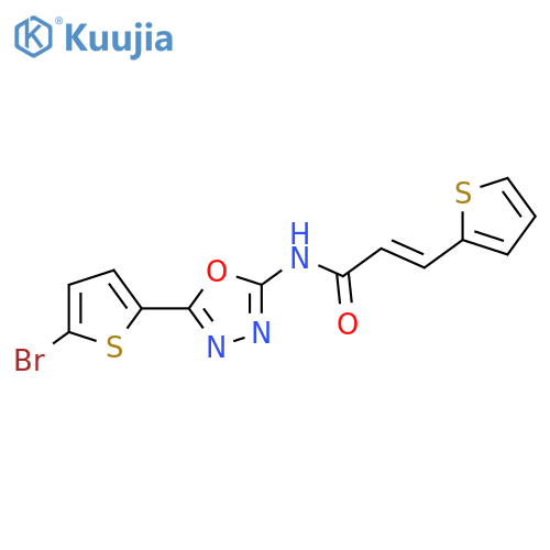 (2E)-N-[5-(5-bromothiophen-2-yl)-1,3,4-oxadiazol-2-yl]-3-(thiophen-2-yl)prop-2-enamide structure