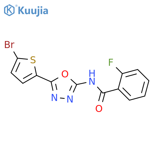N-[5-(5-bromothiophen-2-yl)-1,3,4-oxadiazol-2-yl]-2-fluorobenzamide structure