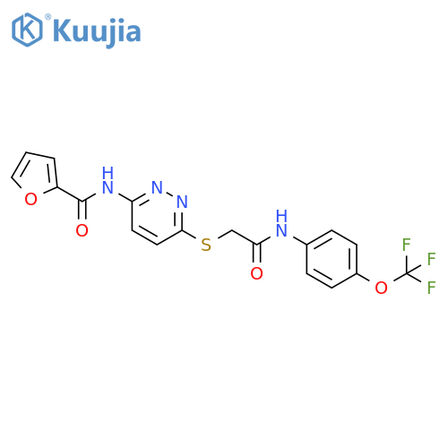 N-{6-[({[4-(trifluoromethoxy)phenyl]carbamoyl}methyl)sulfanyl]pyridazin-3-yl}furan-2-carboxamide structure