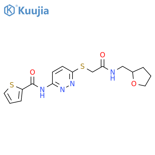 N-{6-[({[(oxolan-2-yl)methyl]carbamoyl}methyl)sulfanyl]pyridazin-3-yl}thiophene-2-carboxamide structure