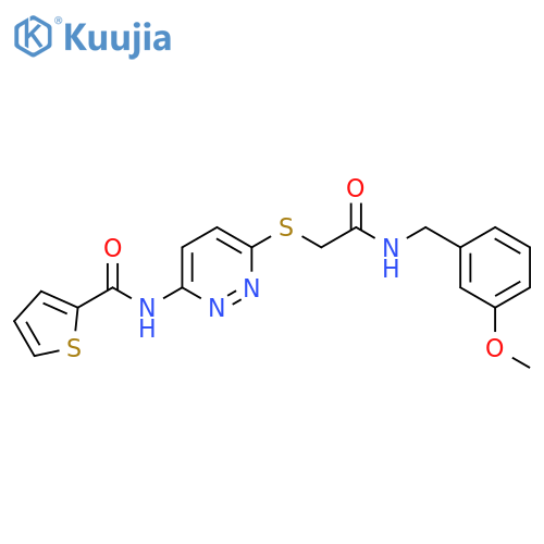 N-{6-[({[(3-methoxyphenyl)methyl]carbamoyl}methyl)sulfanyl]pyridazin-3-yl}thiophene-2-carboxamide structure