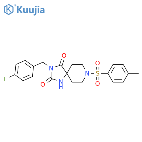 3-[(4-fluorophenyl)methyl]-8-(4-methylbenzenesulfonyl)-1,3,8-triazaspiro[4.5]decane-2,4-dione structure