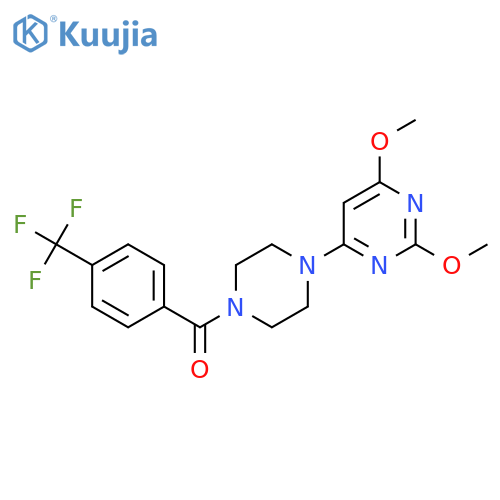 2,4-dimethoxy-6-{4-[4-(trifluoromethyl)benzoyl]piperazin-1-yl}pyrimidine structure