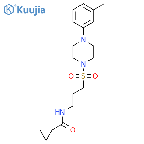 N-(3-{[4-(3-methylphenyl)piperazin-1-yl]sulfonyl}propyl)cyclopropanecarboxamide structure