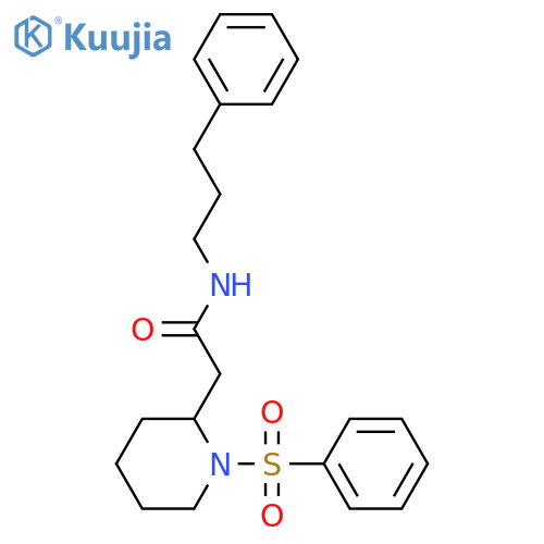 2-[1-(benzenesulfonyl)piperidin-2-yl]-N-(3-phenylpropyl)acetamide structure