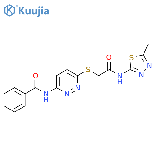 N-[6-({[(5-methyl-1,3,4-thiadiazol-2-yl)carbamoyl]methyl}sulfanyl)pyridazin-3-yl]benzamide structure