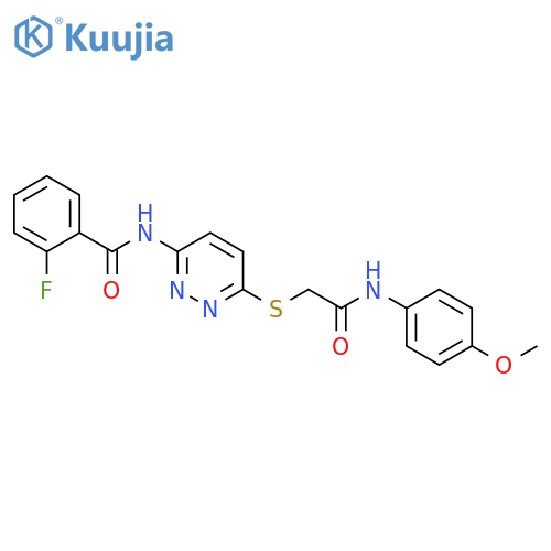 2-fluoro-N-[6-({[(4-methoxyphenyl)carbamoyl]methyl}sulfanyl)pyridazin-3-yl]benzamide structure