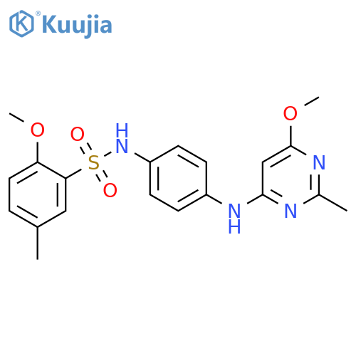 2-methoxy-N-{4-[(6-methoxy-2-methylpyrimidin-4-yl)amino]phenyl}-5-methylbenzene-1-sulfonamide structure