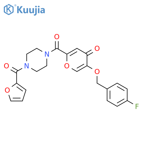 5-[(4-fluorophenyl)methoxy]-2-[4-(furan-2-carbonyl)piperazine-1-carbonyl]-4H-pyran-4-one structure