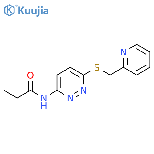 N-(6-{[(pyridin-2-yl)methyl]sulfanyl}pyridazin-3-yl)propanamide structure