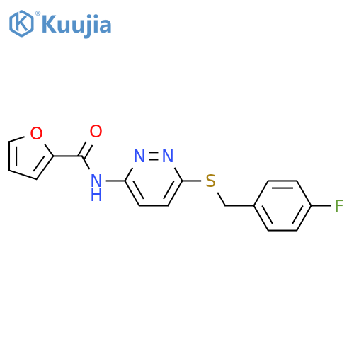 N-(6-{[(4-fluorophenyl)methyl]sulfanyl}pyridazin-3-yl)furan-2-carboxamide structure