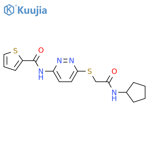 N-(6-{[(cyclopentylcarbamoyl)methyl]sulfanyl}pyridazin-3-yl)thiophene-2-carboxamide structure